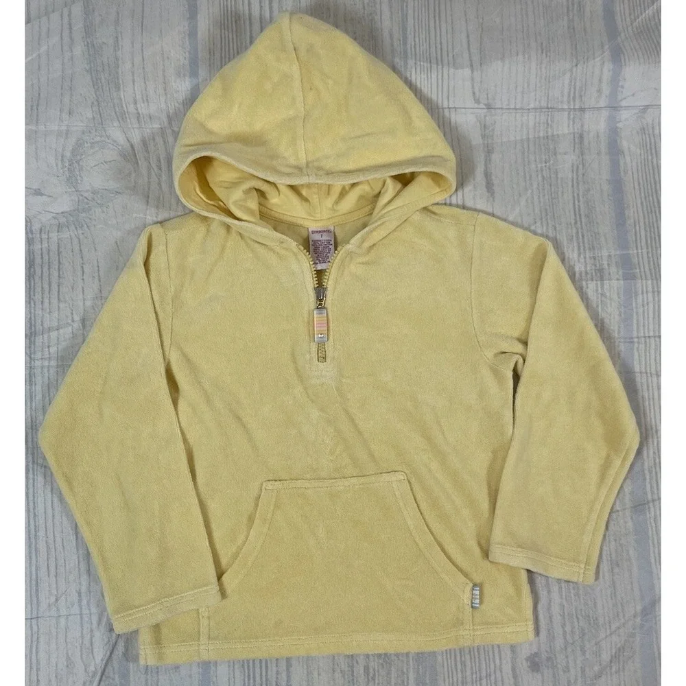 Gymboree RAINBOW‎ SHERBET  1/4 Zip Yellow Terry Cloth Hooded Top Girls Size 7
